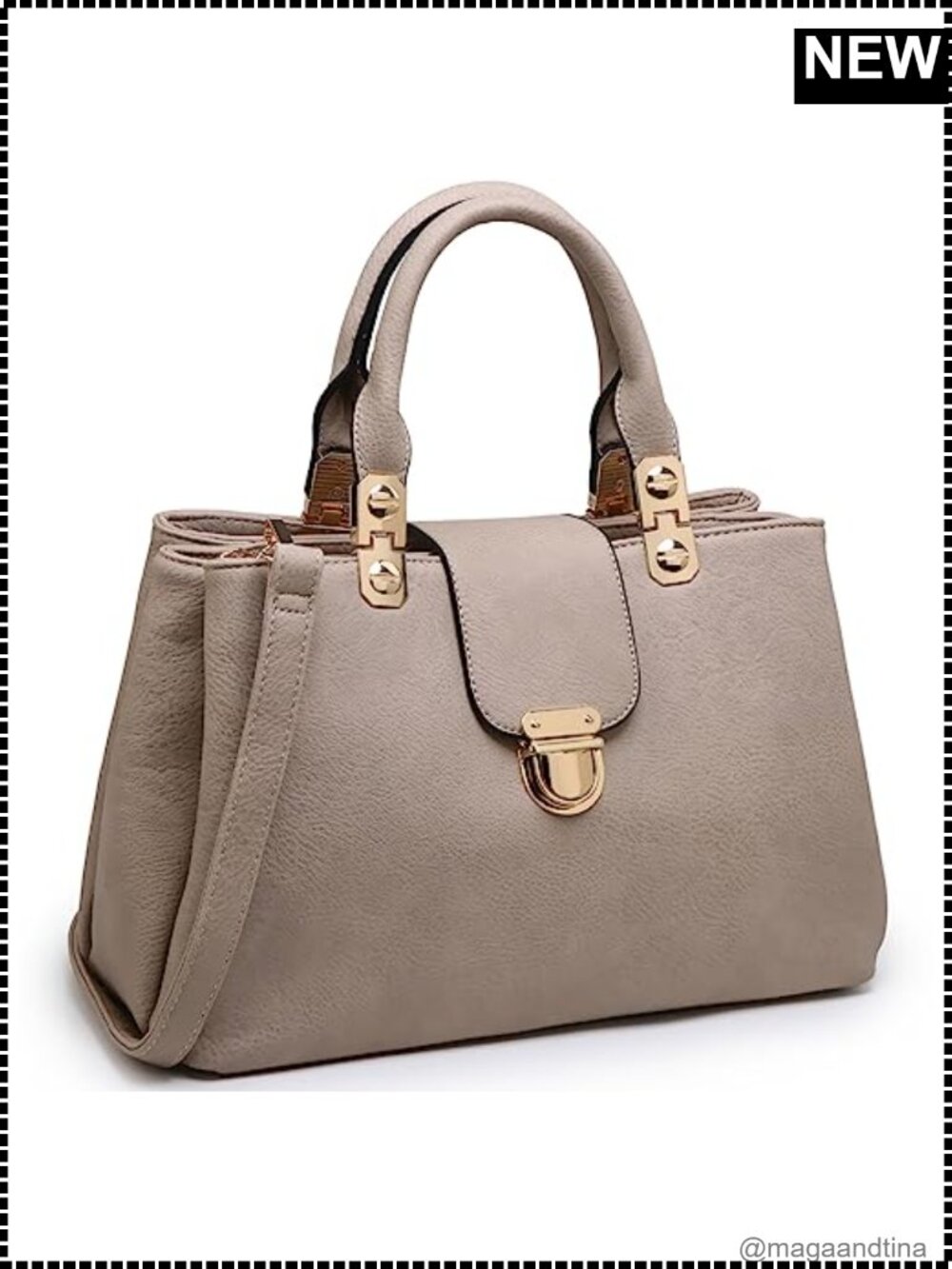 Vegan Leather Satchel Tote Bag Top Handle Medium Purse Shoulder Bag